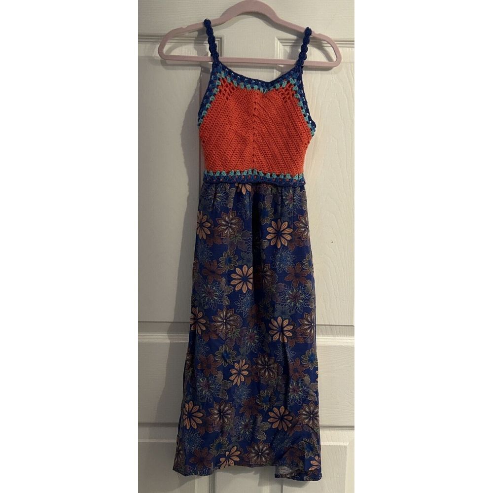 Art Class Girls Size XS Maxi Dress Crochet Floral Tank Summer